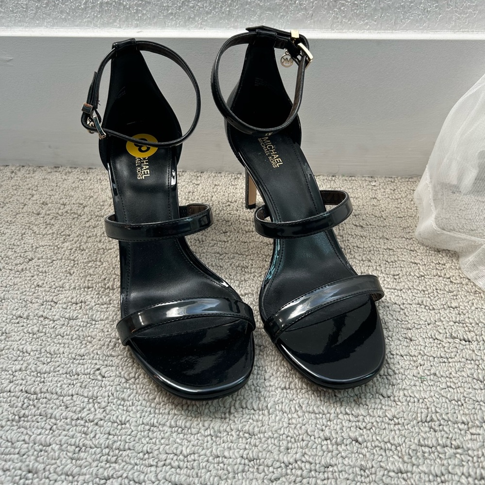 Michael Kors Glossy Black Ankle Strap Heels